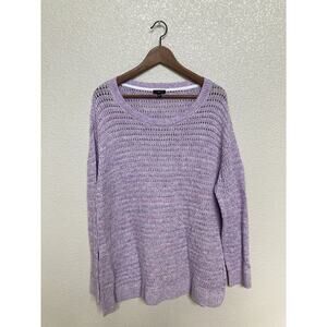 NWOT Talbots purple open knit tunic sweater 2x cozy lounge cotton beachy stretch